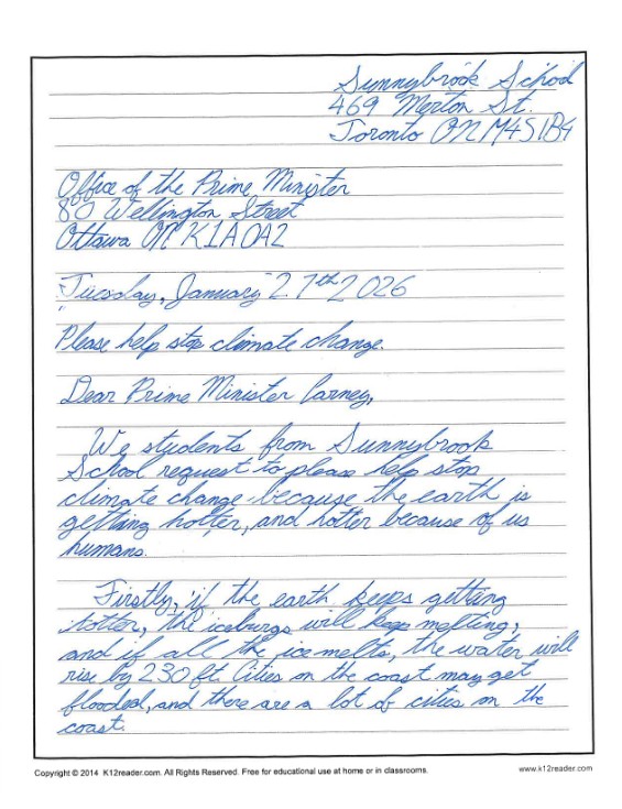 Letters to PM Carney